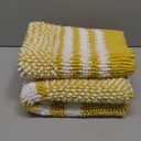 Bathroom Rugs Set 2 Piece, Extra Soft and Absorbent Fluffy Striped Chenille Bath Mat Rug Set, Non Slip Bathroom Floor Mat, Machine Washable (21" x 47" Plus 17" x 25", Yellow)