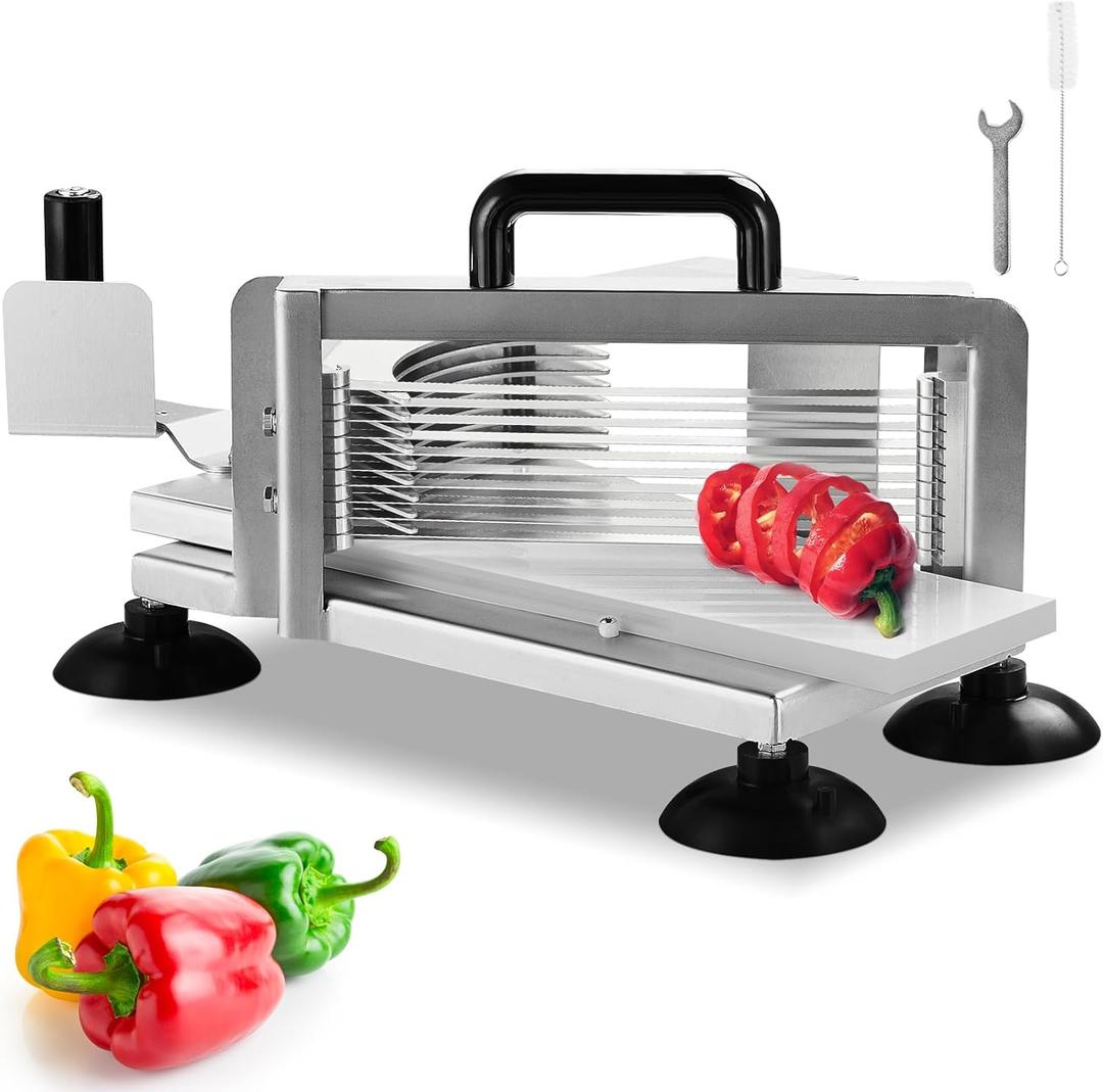 VEVOR Commercial Tomato Cutter, 3/8 inch Stainless Steel Heavy Duty Machine, Manual with Non-slip Feet, for Cutting Tomatoes, Cucumbers, Bananas