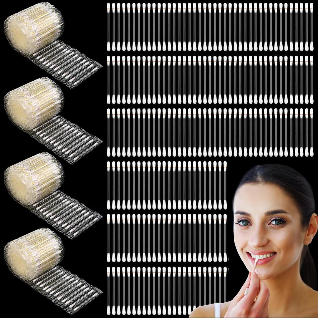 Hoolerry 400 Pcs Vitamin E Lip Oil Disposable Cotton Swabs Vitamin E Stick Oil Applicators Anti Dry Moisture Cotton Swabs for Protect Lip Use Before Teeth Whitening