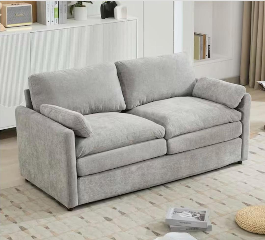 68 in. Light Grey Chenille 2-Seater Oversized Comfy Loveseat Sofa Modern Upholstered Sofa Couches for Apartment, Office