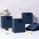 driew Small Gift Bags with Cotton Handles, 4.02"x2.76"x4.49" Mini Gift Bags with Handles in Bulk for Birthday Party Favors Wedding Shopping Business Grocery Retail (Blue)