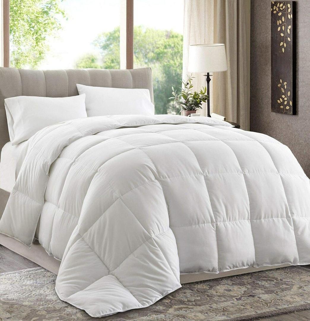 Chezmoi Collection All Season Down Alternative Comforter - Plush Microfiber Fill - Box Stitch Quilted - Duvet Insert with Corner Tabs (Oversized King, White)