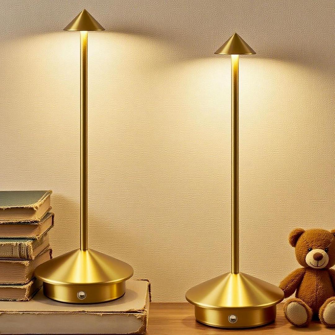 2 Pack Cordless LED Table Lamp, Rechargeable 5200mAh Battery Operated Lamp for Decor, 3 Color Stepless Dimming Desk Lamps, for Restaurant, Bedroom, Outdoor Camping, Coffee Shop, Night Light