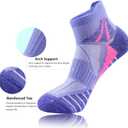 J.WMEET Womens Ankle Socks Athletic Cushioned Breathable Performance Sport Tab Cotton Quarter Women's Running Socks 6 Pack (5-9, Pink/Blue/Neon Green/Purple/Black/Grey)