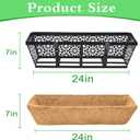 2 Pack 24 Inch Black Metal Manger Coconut Palm Flower Pots Wall Mounted Home Flower Pot Hanging Basket Flower Pot Hanging Basket for Gardening, Balcony, Garden and Patio