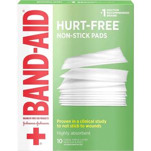 BAND-AID First Aid Non-Stick Pads, Large, 3 in x 4 in, 10 ea (Pack of 7)
