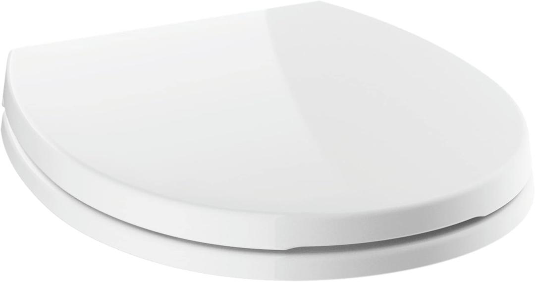 Delta Faucet Morgan Round Front Slow-Close White Toilet Seat with Non-Slip Seat Bumpers, White 801903-WH