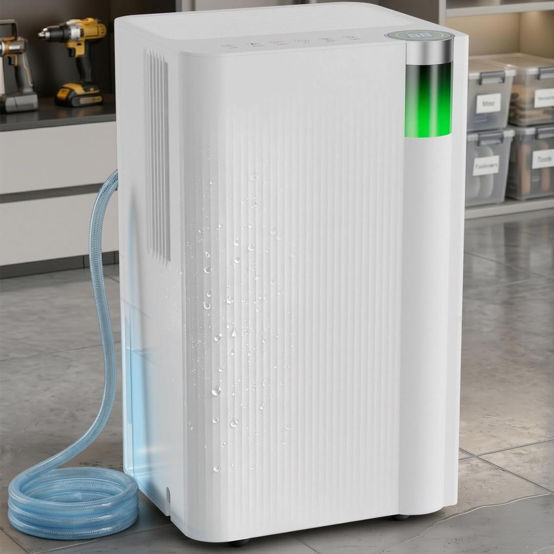Uthfy 3000 Sq.Ft Dehumidifier for Basement Home Bedroom Bathroom, Large Quiet Compressor Dehumidifier with Drain Hose,Reusable Filter, Color Light Display,Child Lock,Intelligent Humidistat & 24H Timer
