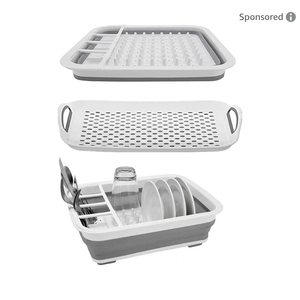 Ahyuan Collapsible Dish Drying Rack Portable Dinnerware Drainer Organizer for Kitchen RV Campers Travel Trailers Space Saving Kitchen Storage Rack Tray (with Drainboard)