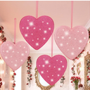 Jenaai 4 Pcs 11 Inch Valentines Large Heart Ornament Pink Glitter Hanging Hearts Decorations for Valentine's Day Tree Home Ceiling Wedding Birthday Party Decorations