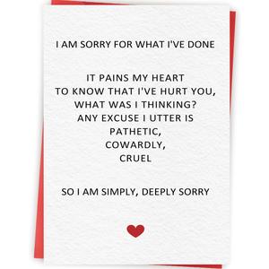 2 x Funny Apology Cards for Her Him, I'm Sorry Card, Unique Apology Gifts for Women, Men, Friends, Forgive Me Card