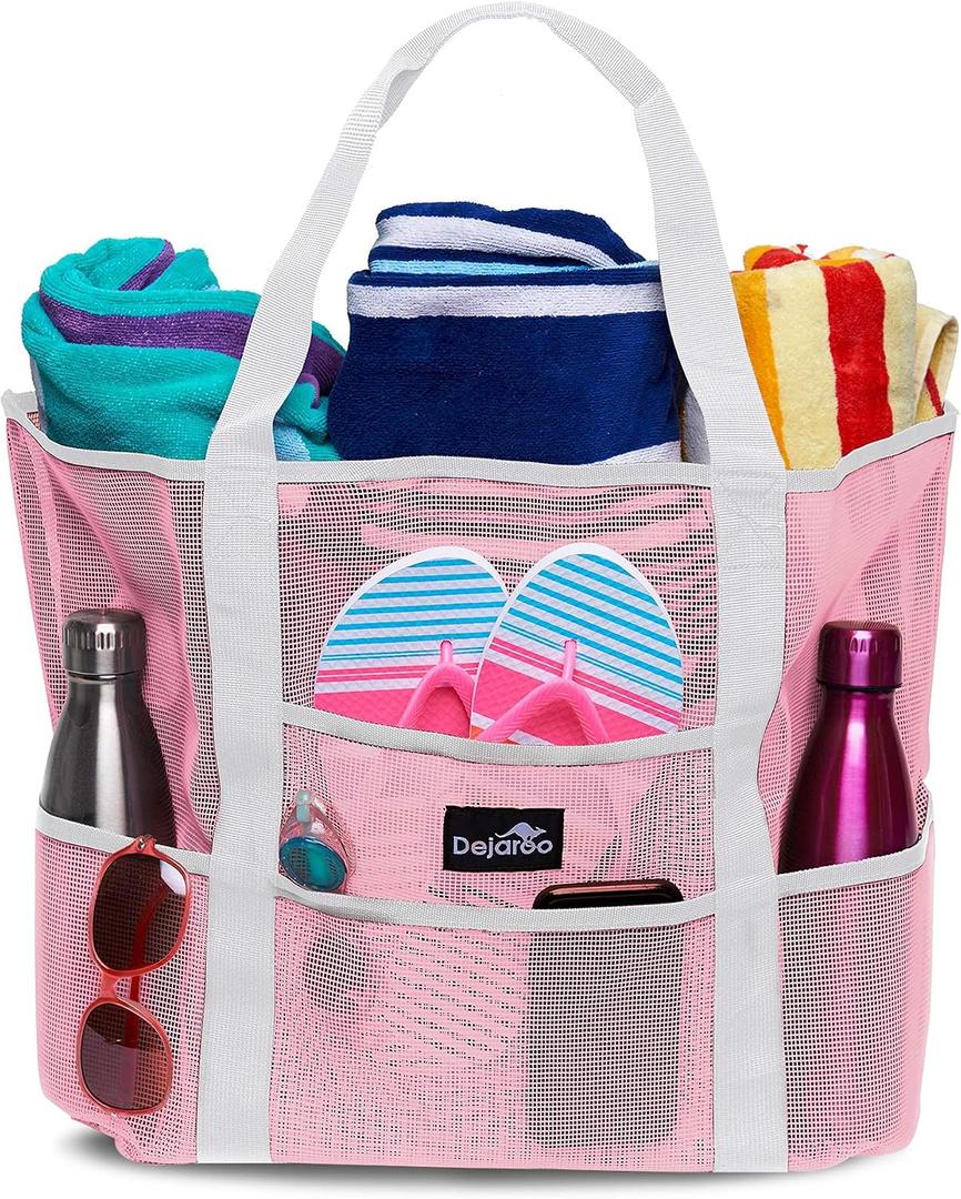 Dejaroo Mesh Sand Free Bag - Strong Lightweight Bag For Beach & Vacation Essentials. Tons of Storage!