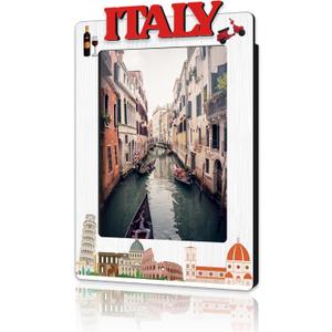 Italy Magnetic Photo Frame, Mini Magnetic Picture Frames For Refrigerator Locker Home, Vacation Honeymoon Gifts For Friends Couples, Travel Wooden Photo Frame Magnets -B17