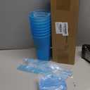 8 Set Birthday Party Glitter Tumblers 24 oz Birthday Squad Queen Plastic Tumblers with Lid Straw and Twist Bow for Squad Party Favor Decorations for Women (Light Blue)