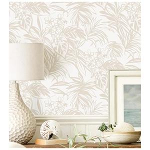 Erfoni 16.9''x118'' Beige Peel and Stick Wallpaper Floral Leaf Removable Wall Paper Beige White Self Adhesive Stick on Wallpaper Modern DIY Contact Paper for Cabinets Accent Wall Waterproof Vinyl Roll