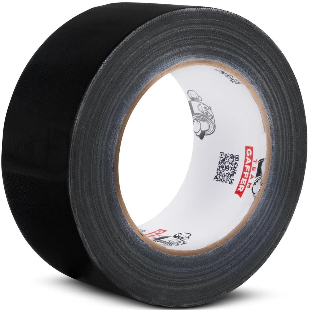 Team Gaffer Black Professional-Grade Gaffer Tape | Water-Resistant, Heavy-Duty & No-Residue for Reliable & Convenient Repairs, Marking, Cable Management | 2 inches x 30-Yard Per Roll (1 Pack)