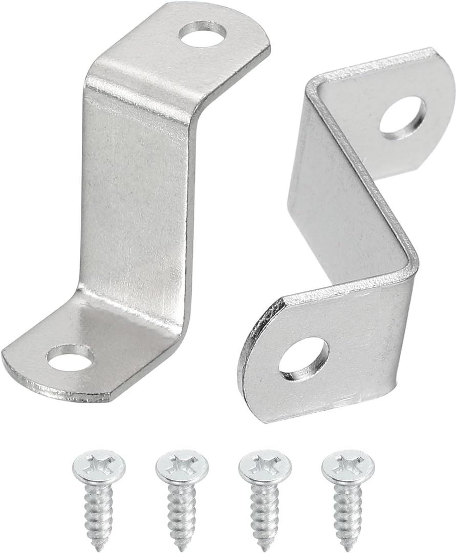 uxcell 30 Pcs 1" Offset Canvas Clips, Picture Framing Mirror Clips Z Shape Canvas Painting Mounting Clips with 2 Mounting Hole with Screws, Silver