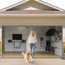 Garage Door Screen 1 Car 12x7ft Garage Screen Door,Upgraded PET Mesh Stronger Than Fiberglass and Polyester,Heavy Duty Weighted Bottom and Magnetic Closure,Hands Free,Easy Assembly