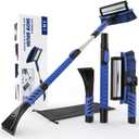 Yuntcsz 42" Snow Brush and Detachable Ice Scraper for Car Windshield with Squeegee, Extendable Aluminum Handle, 180 Pivoting Bristle Head and Foam Grip for Cars, Trucks, SUVs