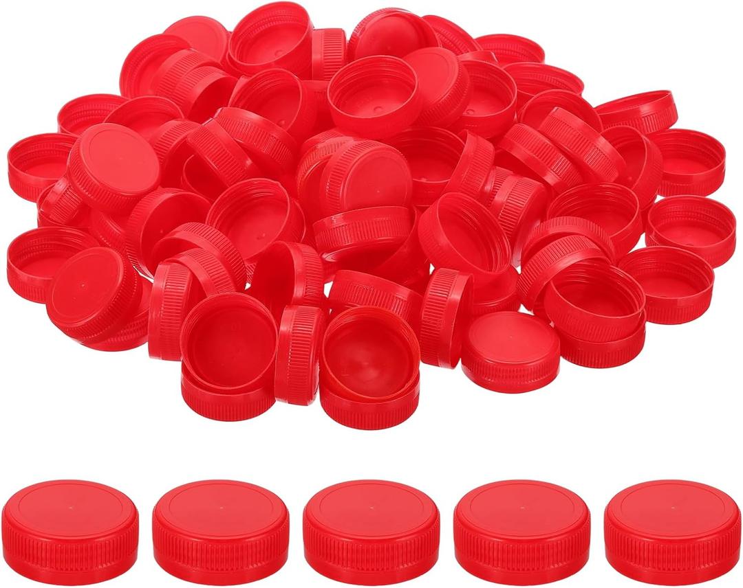 PATIKIL 38mm/1.5" Inner Plastic Bottle Cap, 200Pcs Replacement Screw Bottle Cap Storage Jug Lids for Craft DIY Juice Water Milk, Red