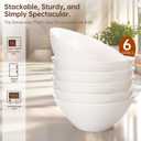 C CREST 30oz White Glass Bowl Set of 6, Perfect for Soup, Cereal, Ramen, Oatmeal, Fruit, Salad, Rice Bowls, Great for Breakfast, Lunch & Dinner, 33