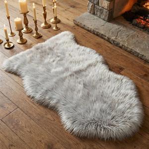 duduta Gray Faux Sheepskin Chair Seat Covers, Fluffy Shag Fur Throw Rugs Room Decor 2x3 ft (Grey)