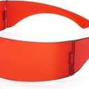 FEISEDY 80s Futuristic Cyclops Cyber Visor Sunglasses Men Women Punk Style Cosplay B2740 (Red)