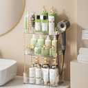 Bathroom Counter Organizer for Vanity, Makeup Organizer Countertop with Holder, Large Capacity Storage Rack, Perfect Large Skincare, Hair Care, Perfume, Easy to Install (Clear, 3Tiers)
