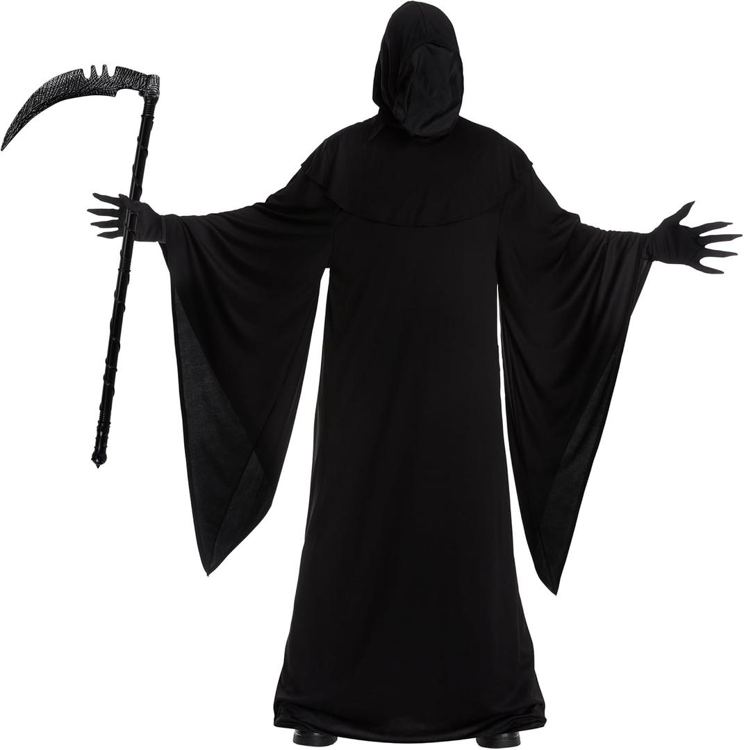 Morph Grim Reaper Costume For Men With Scythe, Adult Grim Reaper Robe, Spooky Halloween Costumes For Men (Large)