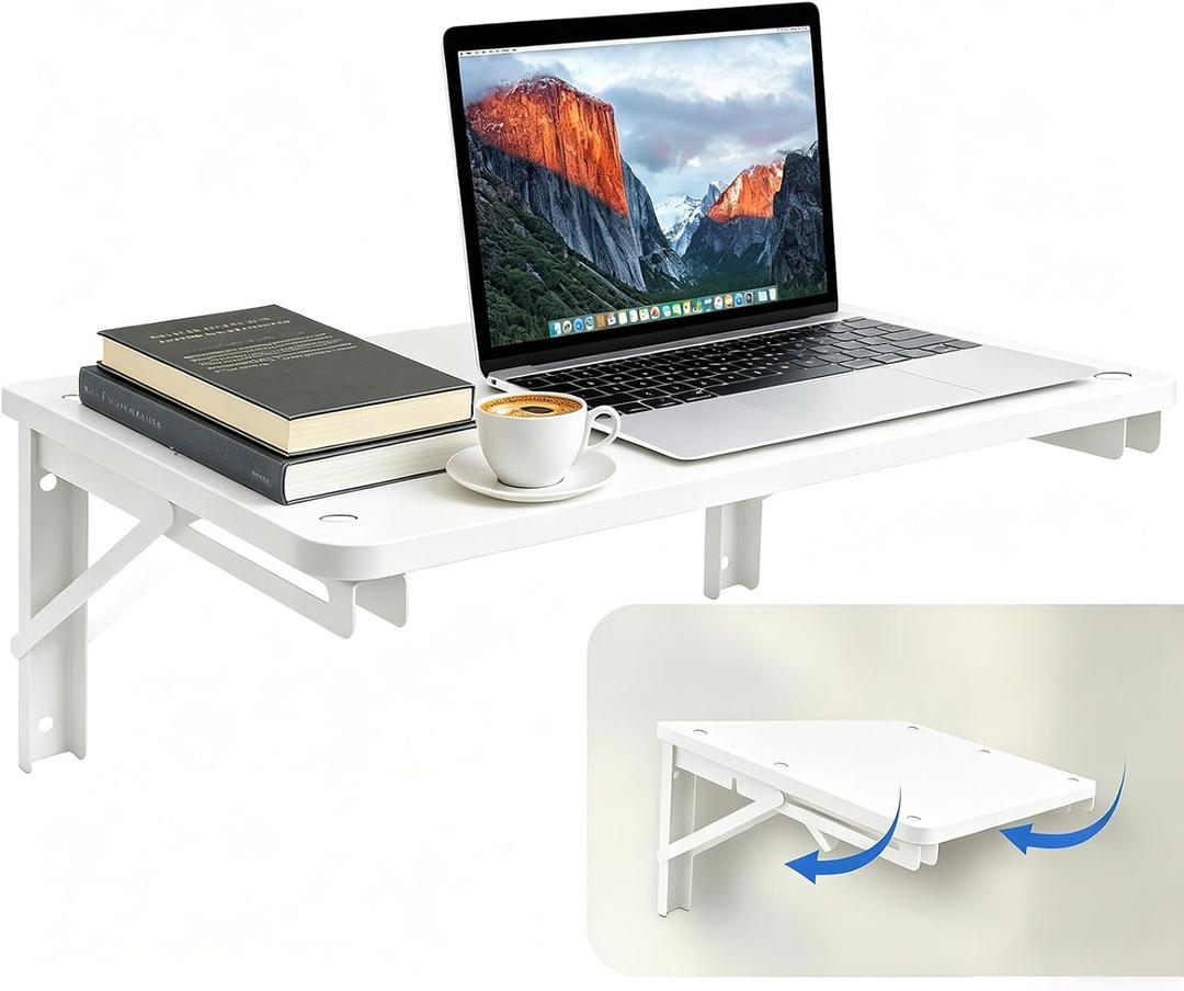 Folding Wall Desk for Small Space, 21.7Inches Wooden Floating Table