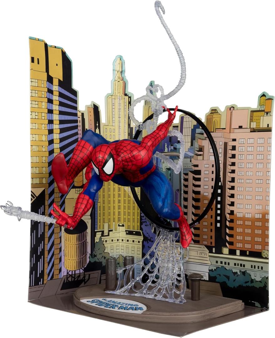 McFarlane Toys - Marvel Spider-Man 1:6th Scale Posed Figure with Scene & Comic (Based on The Amazing Spider-Man #301)