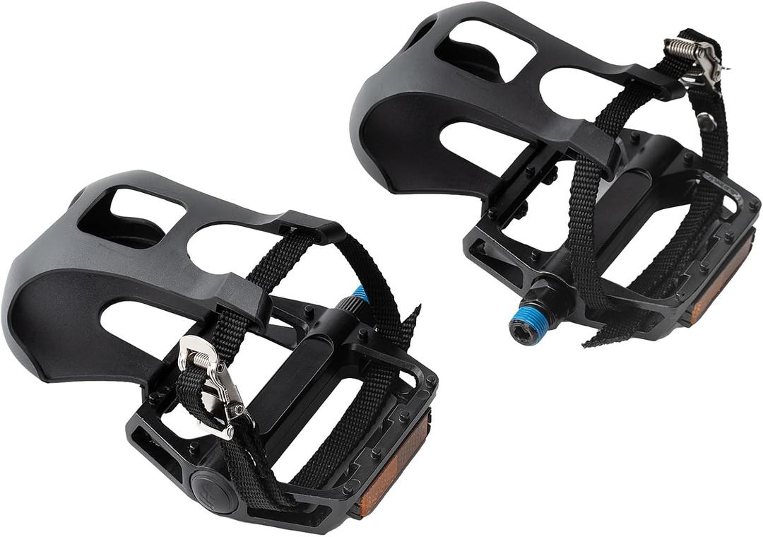1 Pair Bike Pedals with Toe Cages for Peloton, Spin, & Outdoor Bikes - Aluminum 9/16" Replacement Parts