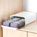 Underwear Organizer Drawer, 12 Cells Plastic Sock Underwear Storage Drawer, Stackable Closet Organizers and Storage Box for Bras, Socks, Scarves, Ties, Belt (King Size-White, 1 Pcs)
