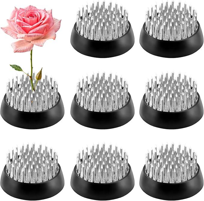 8Pcs 1.34 Inch Flower Frogs for Arrangements Vase Ikebana Kenzan Round Brass Floral Pin Frogs Stem Holder Flower Arranger Pin Fixed Tools for Home Decoration Craft (Silver)