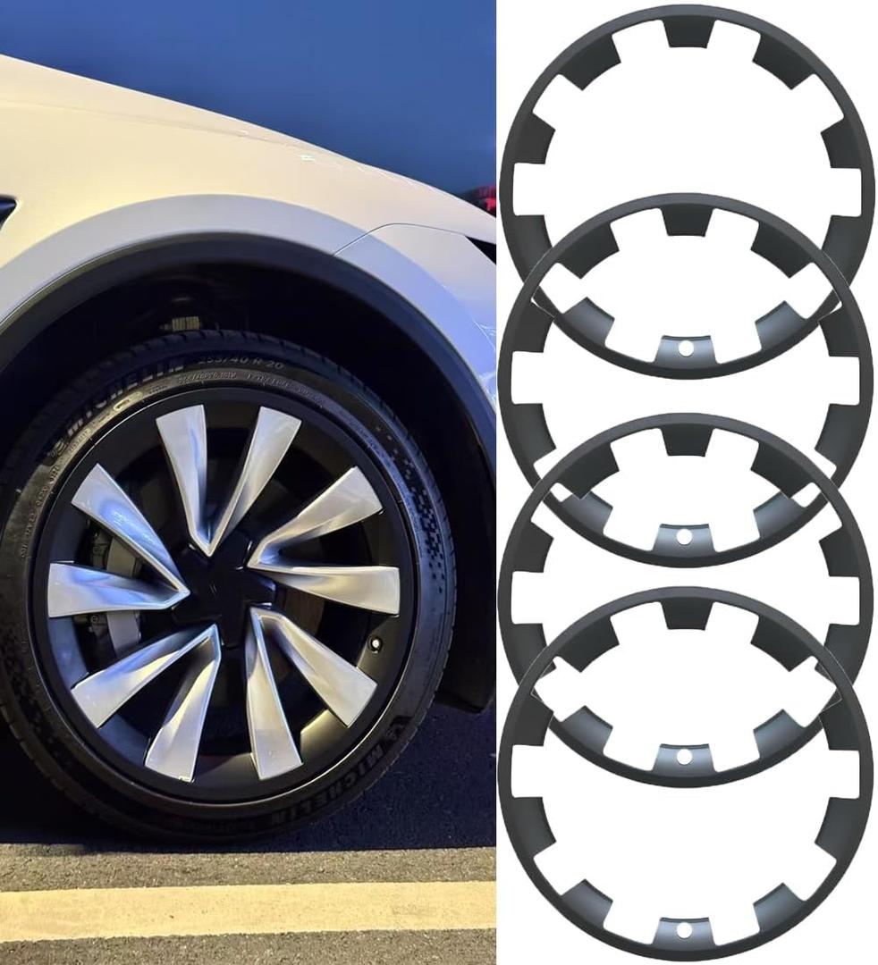 Wheel Rim Protector Rim 20 Inches for 2026 Tesla Model Y Juniper, 4 PCS Tesla Model Y 2025 Refresh ABS Rim Hubcaps Cover, 20 Inch Helix 2.0 Wheel Rim Protection Accessories, Black