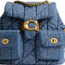 COACH Women's Quilted Leather Tabby Backpack (Medium, Indigo)