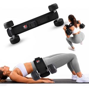 Hip Thrust Belt for Dumbbells Kettlebells & Barbell Plates – Adjustable Neoprene Glute Bridge Belt – Supports 600 LBS – Anti-Slip Hip Pad Workout Equipment for Women Men Home Gym, One Size
