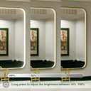 28x36 Inch Gold LED Bathroom Mirror with Lights, Wall Mounted Framed Lighted Bathroom Vanity Mirror, Stepless Dimmable, Memory Funtion, Anti-Fog, Horizontal/Vertical