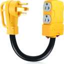 Kanayu 1.8 FT 30 to 20 Amp 110V Dryer Distribution Adapter Compatible with NEMA 14-30P to NEMA 4X 5-20R/ 5-15R, 3 Prong Dryer Wall Socket to Four Household Outlet with 20 Amp Circuit Breaker