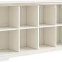 OSCHF Cube Shelf Bookcase with Base - Wooden 2 Tiers Floor Standing Low Storage Cabinet for Home and Office, 8-Cube Lattice Bookshelf, Warm White