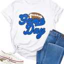 Game Day Shirts for Women Football Graphic Sunday Funday Tee Vintage Casual Football Season Short Sleeve Tee Tops (Medium, White)