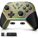 ISHAKO Wireless Gaming Controller 1000Hz Polling, 1200mAh Battery PC Controller, Back Buttons, Hall effect Joystick, Hall Triggers, 3-Mode Triggers 2.4G&Bluetooth Controller for PC/Steam/iPhone/Android/Switch - Green