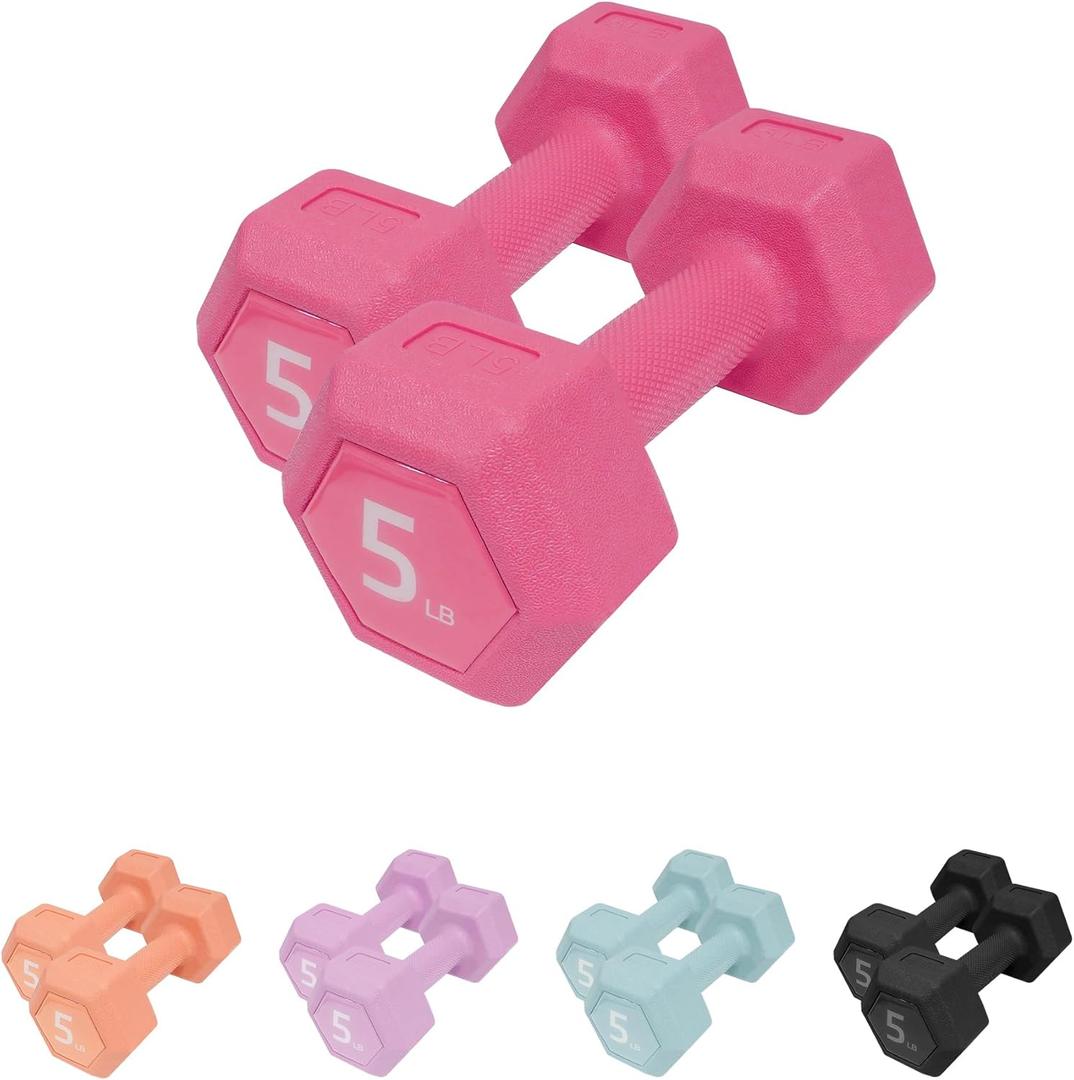 Dumbbell Sets - 5 lb Dumbbells Pair Hand Weights Set of 2 - Easy Grip - Arm Weights for Men and Women, Home Gym Exercise Equipment for Workouts Fitness Strength Training