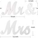 Mrs & Mr Sign Sweetheart Table Decorations - Letters for Wedding Photo Props, Party Banner Decoration (White)