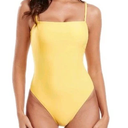 RELLECIGA Women's Bandeau One Piece Swimsuits (Yellow, L)