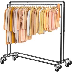 Tajsoon 2PCS Clothing Racks for Hanging Clothes Z Rack for Clothing Heavy Duty Hold 250LBS, Z Clothing Rack Industrial with Lockable Wheels, Rolling Clothes Rack for Bedroom, Laundry Room, Black