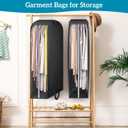 KIMBORA 10" Gusseted Clear Garment Bags for Hanging Clothes Storage, 43" Suit Bags for Closet Storage with Handles, Garment Covers for Coats, Jackets, Sweaters (2 Packs, Black)