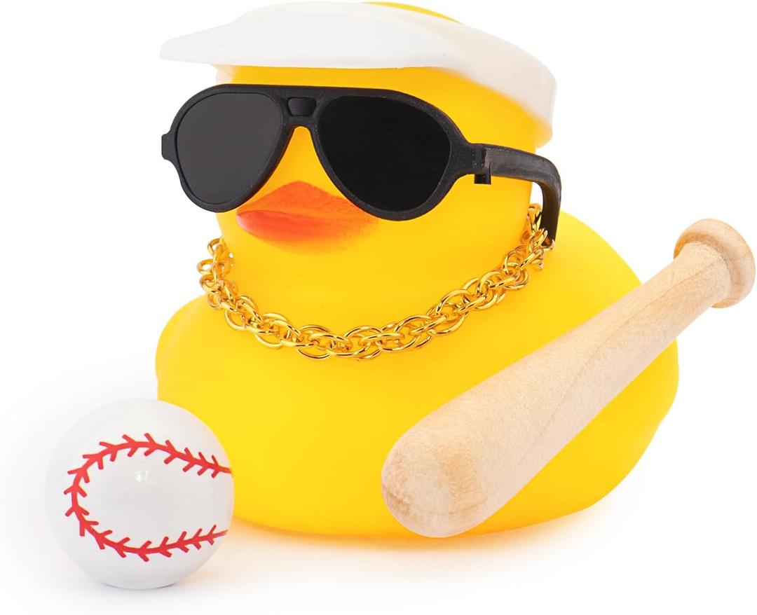 Wonuu Rubber Duck Car Ornaments Dashboard Decorations for Cool Car Accessories with Baseball