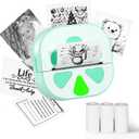 Mini Sticker Printer, D20 Portable Bluetooth Inkless Thermal Sticker Maker Machine with 3 Rolls Paper, Pocket Print Pods Label Maker for iphone, Impresora Porttil for Study Note, DIY, Kids Gift