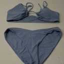 Meetall Women's High Cut String Triangle Bikini Set Swimsuits Sexy Bathing Suits 2 Piece (Blue), XL